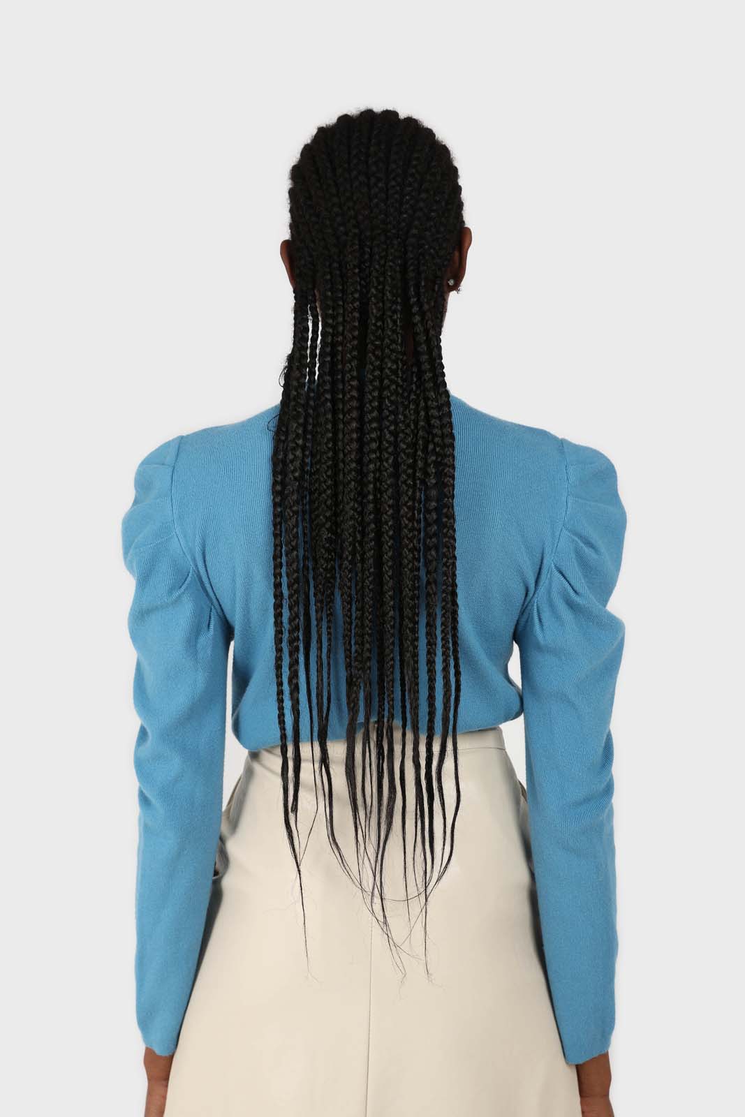 Blue long balloon sleeve knit top_3