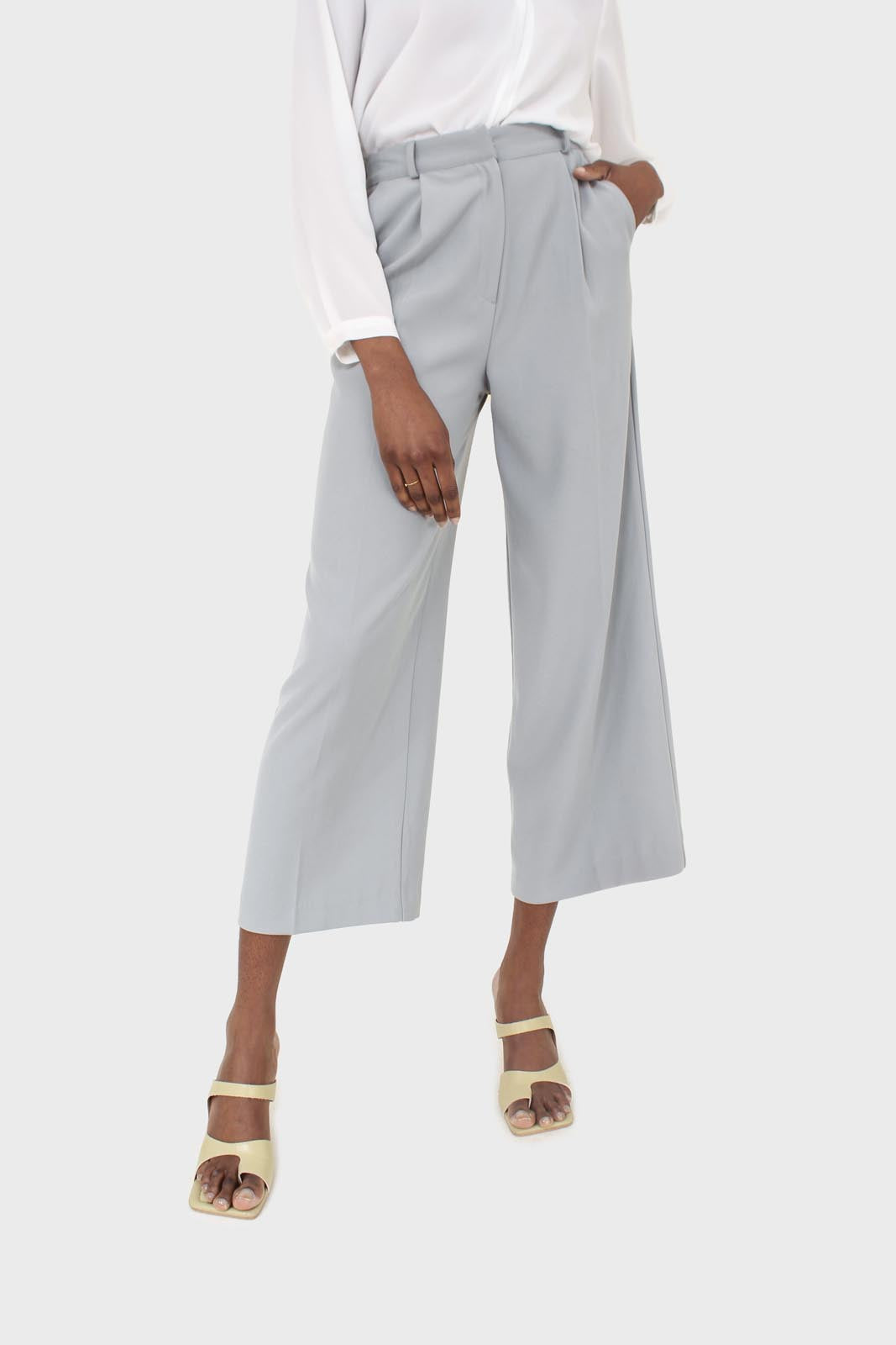 Mint green smart wide leg trousers_1