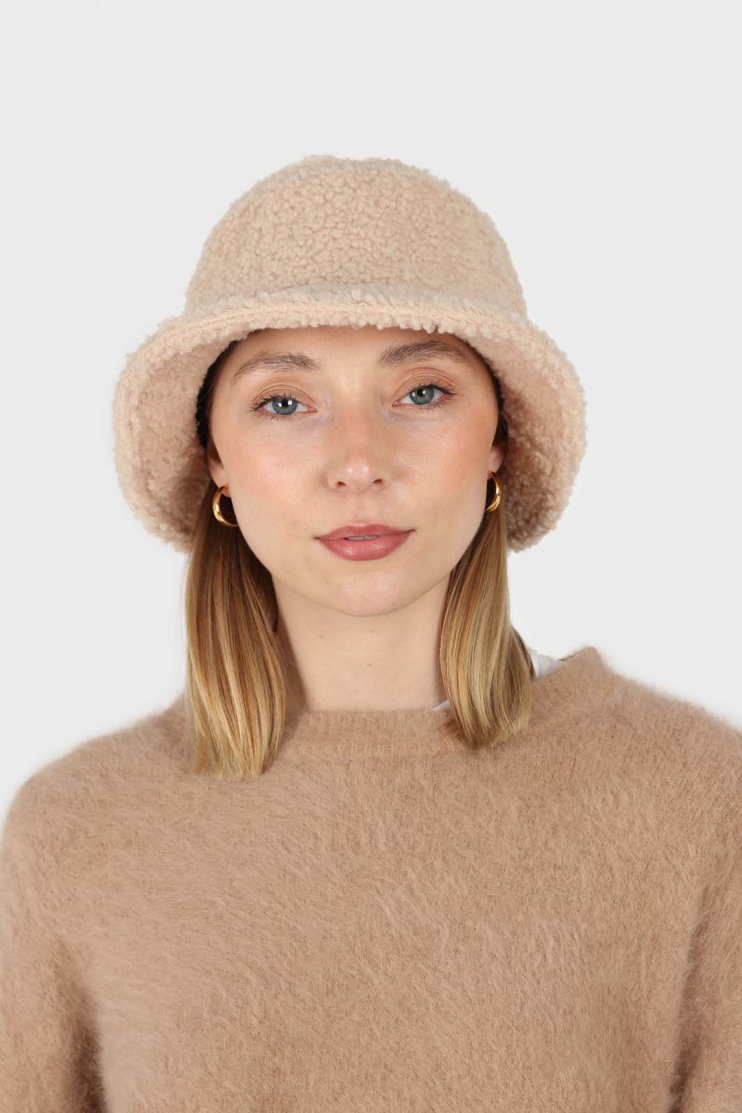 Beige furry angora slit sleeve jumper_5