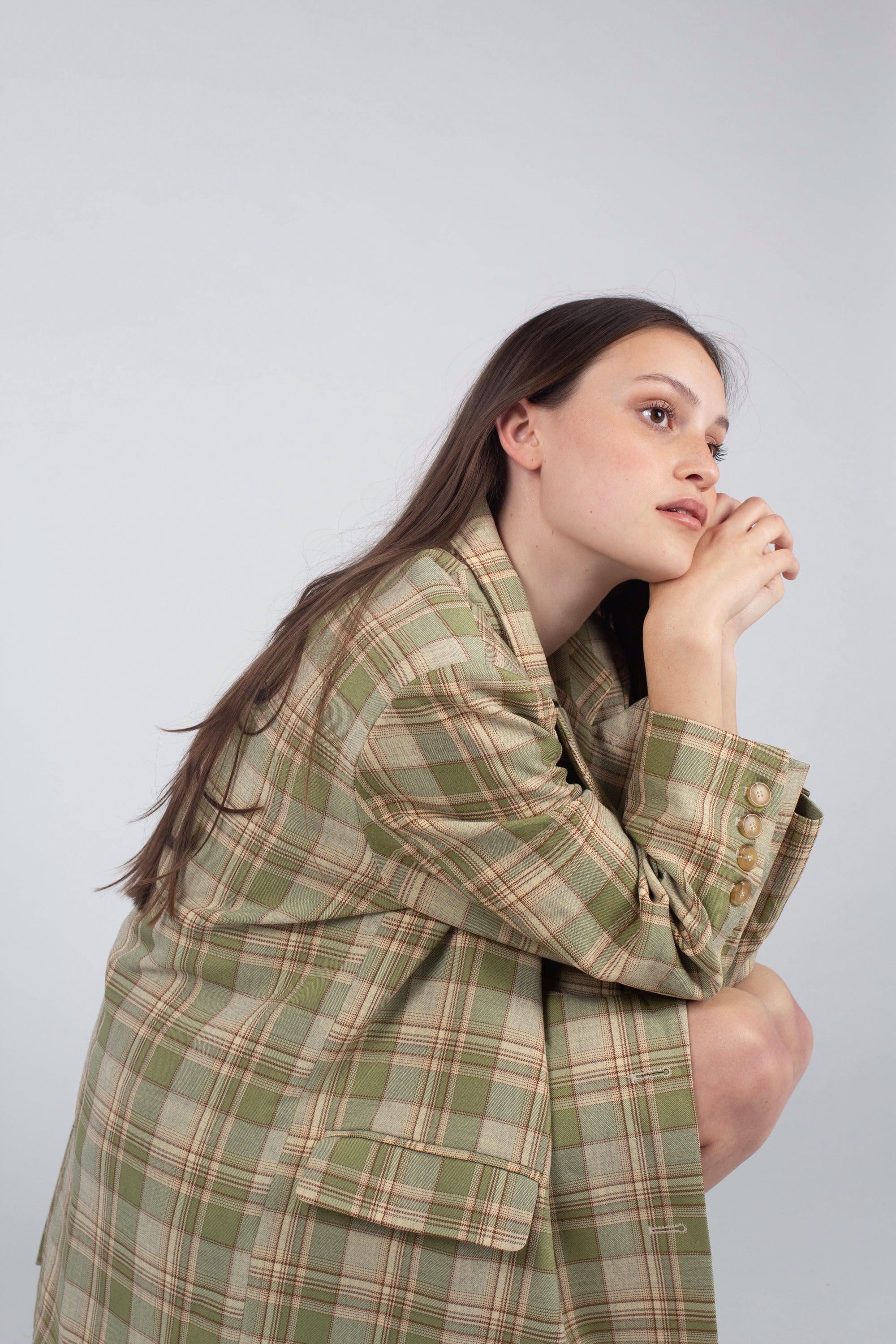 Green and yellow checked oversized blazer_12