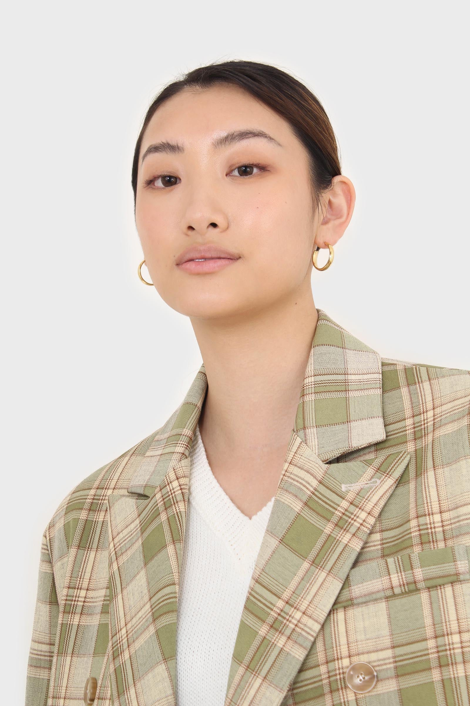 Green and yellow checked oversized blazer_9