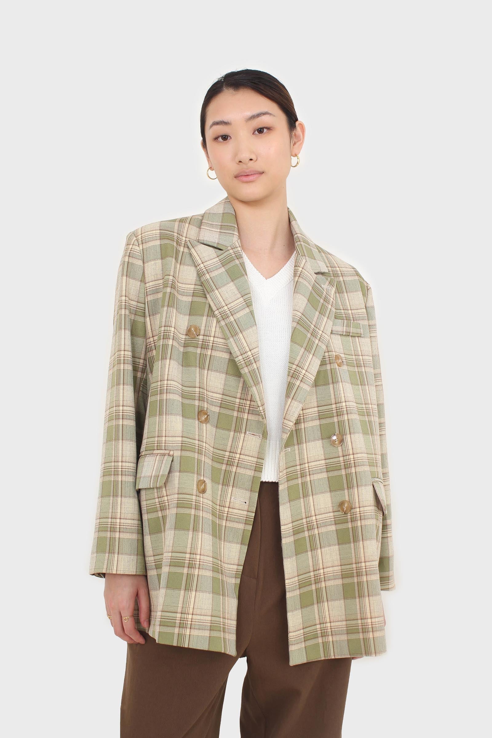 Green and yellow checked oversized blazer_3