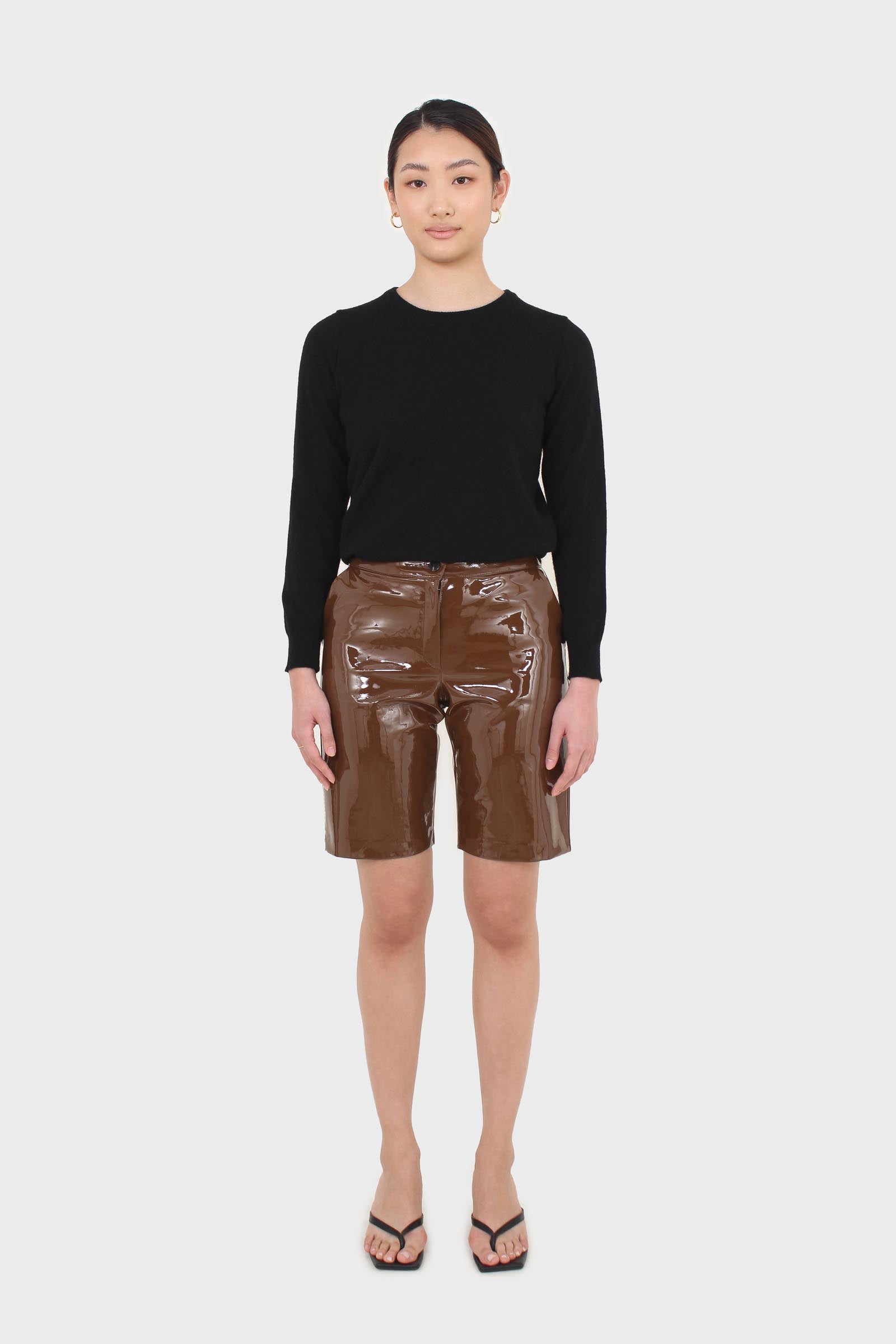 Black contrast neck wool fitted jumper_5