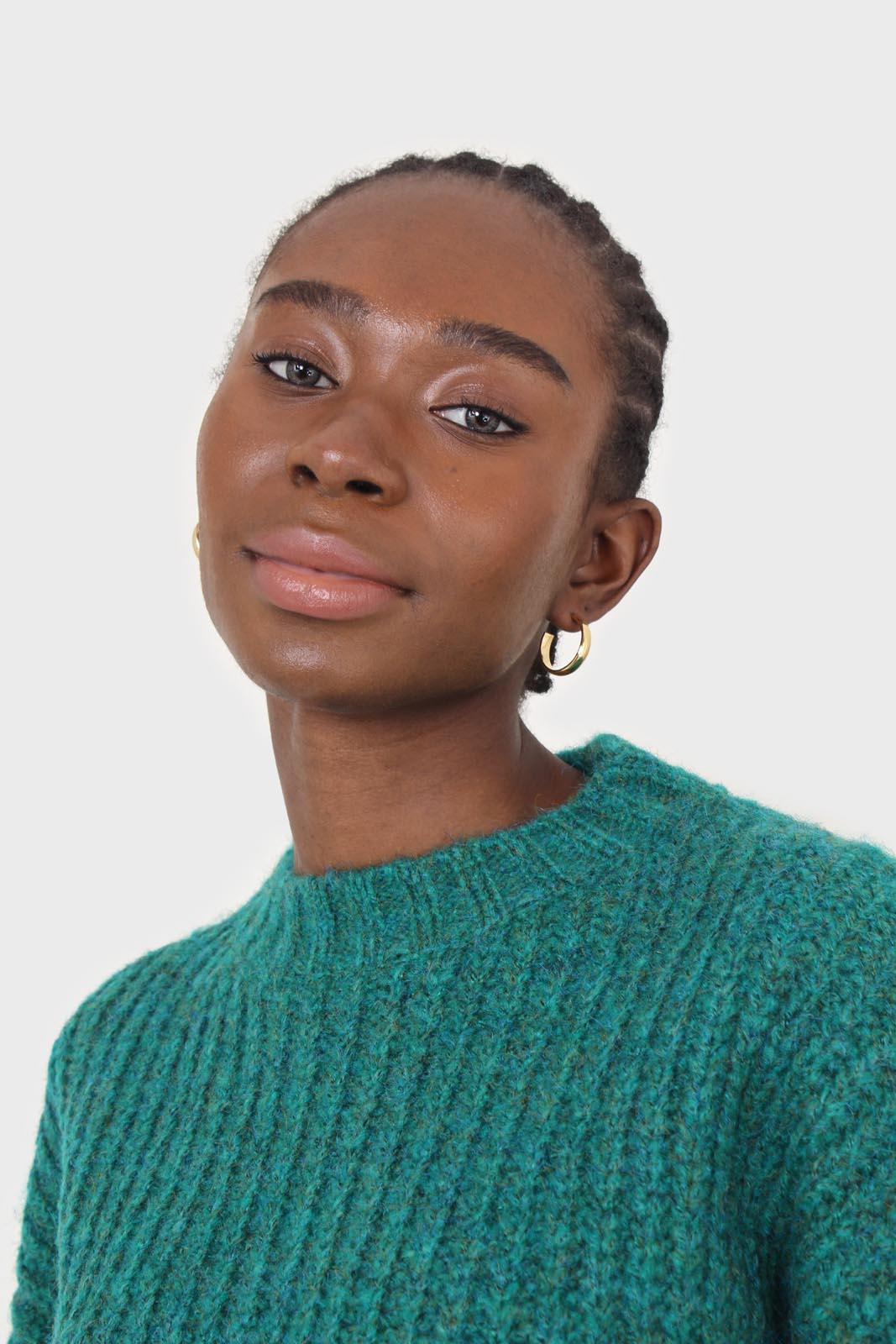 Green flecked chunky knit cropped jumper_8