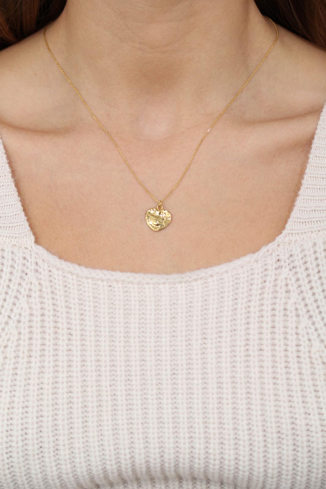 Charm necklace - Gold heart pendant / 50cm_3