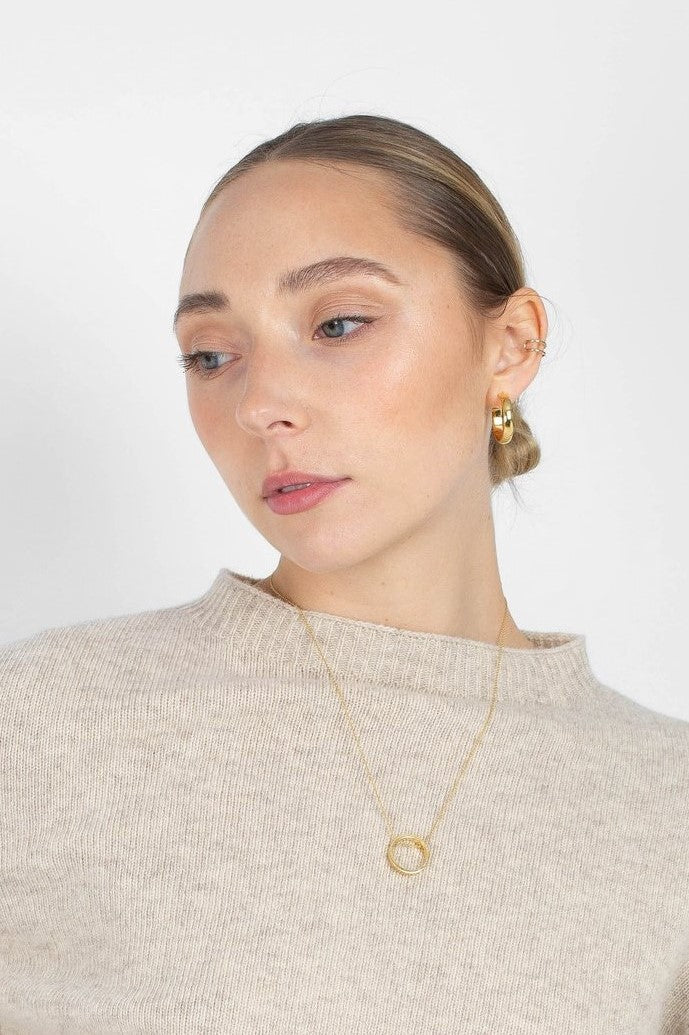 Charm necklace - Gold ring pendant / 50cm_3