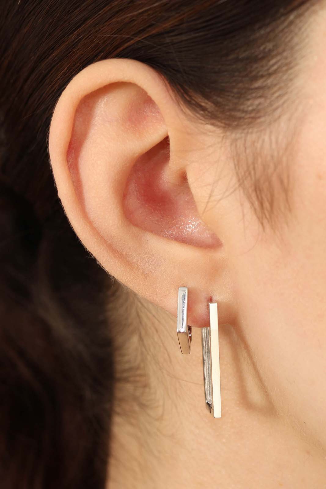 Silver small hexagon hoop earrings_2