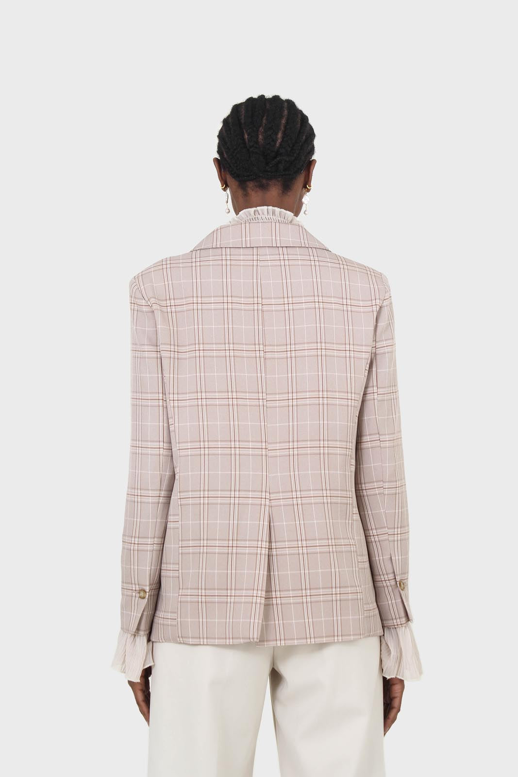 Beige and white checked blazer_2