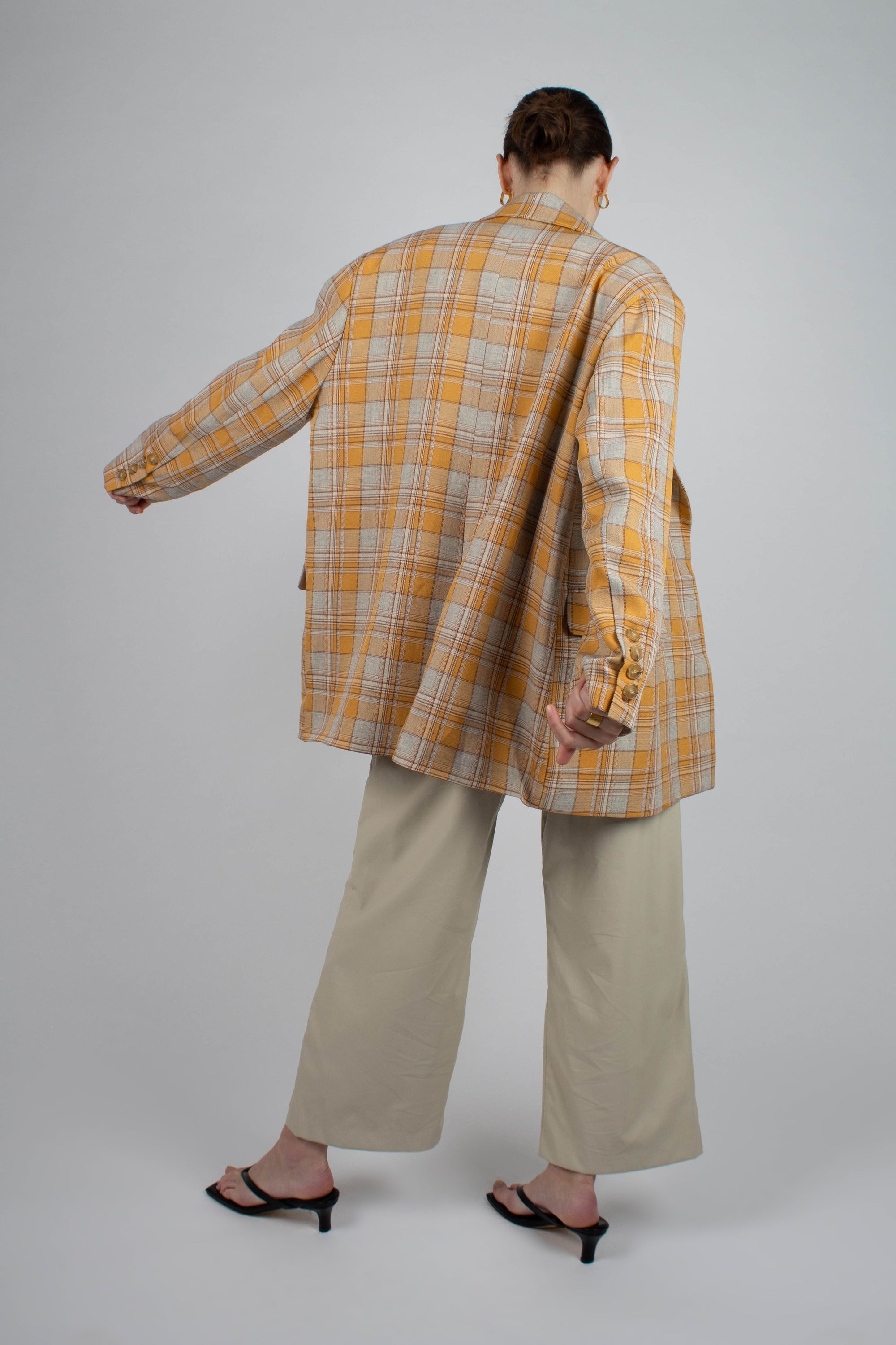 Orange and yellow checked oversized blazer_11
