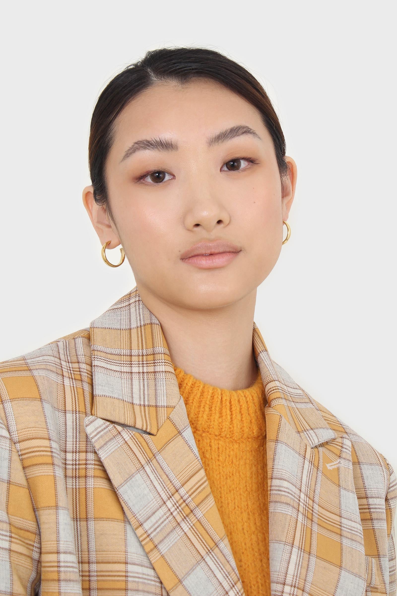 Orange and yellow checked oversized blazer_5