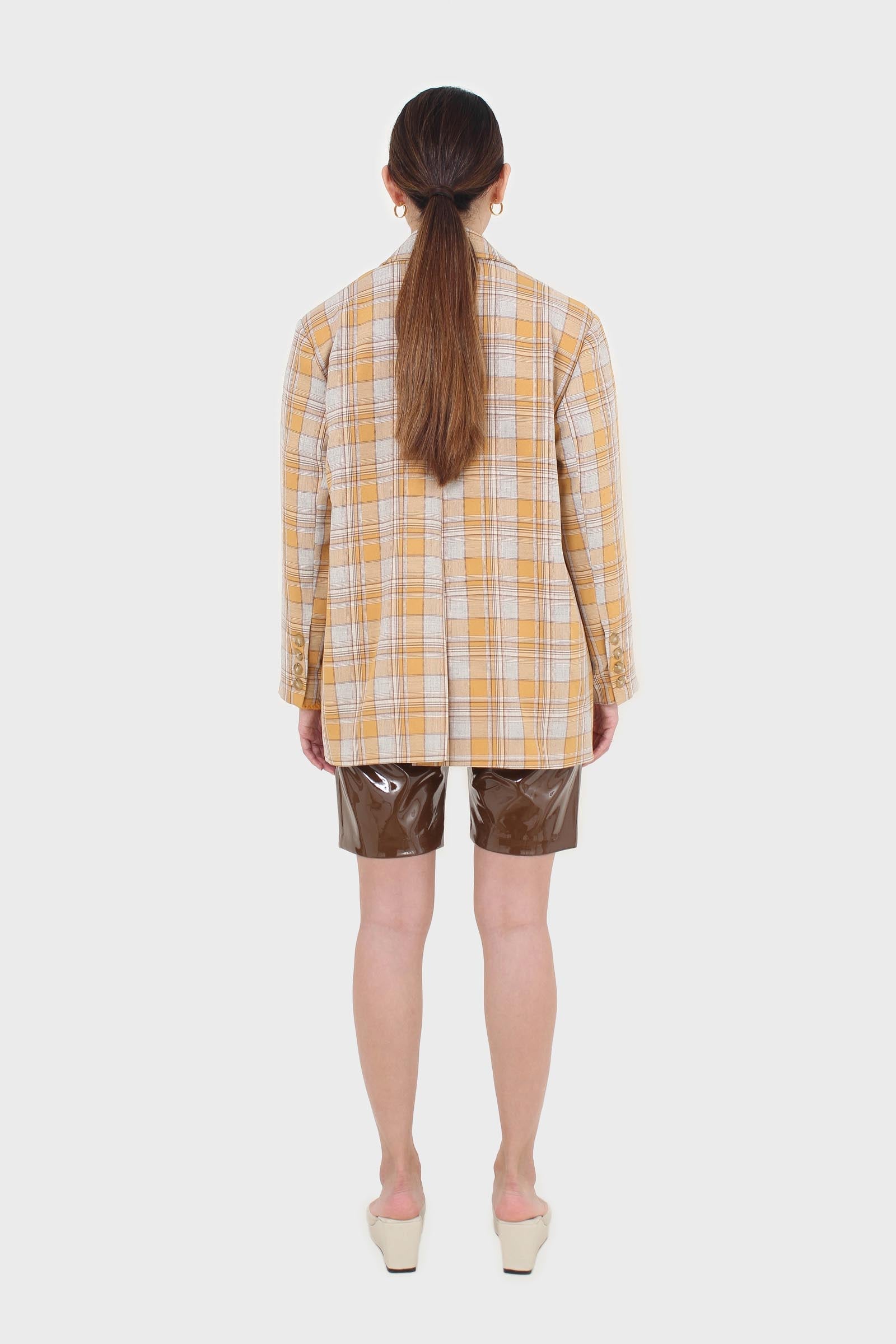 Orange and yellow checked oversized blazer_8