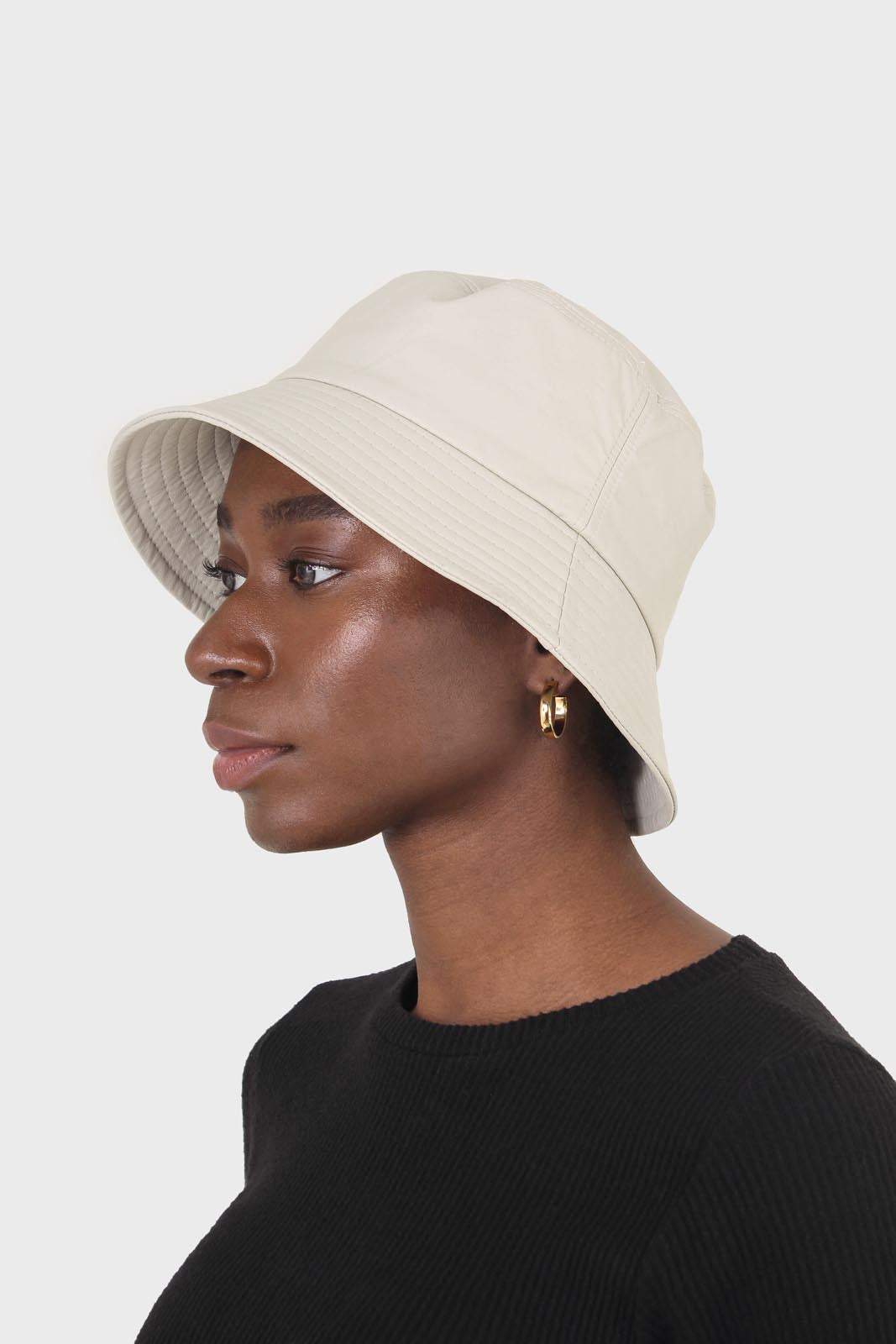 Ivory vegan leather bucket oversized bucket hat_6