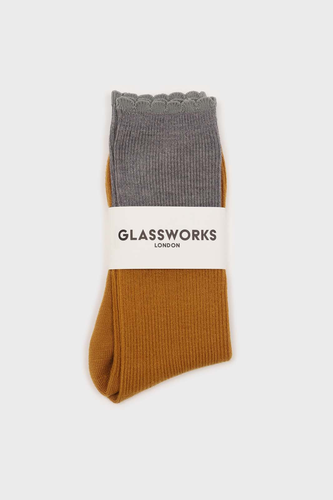 Mustard and grey colorblock long socks_3