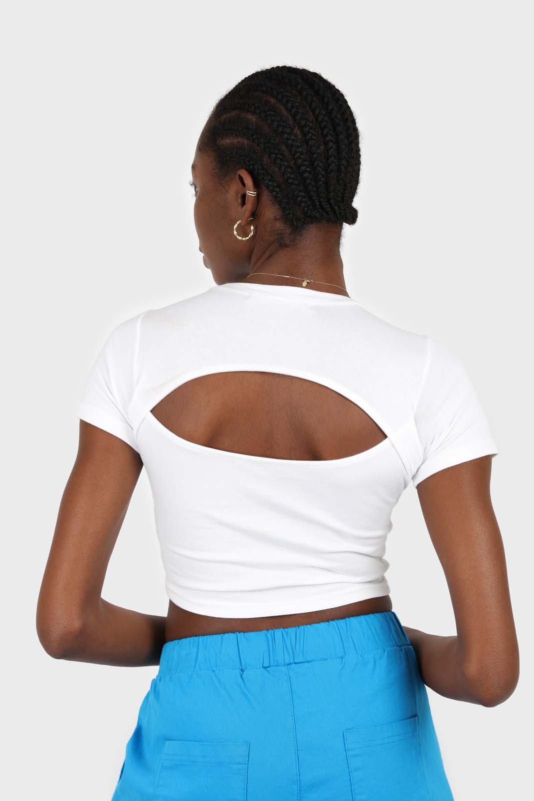 White peek back short sleeve tee_1