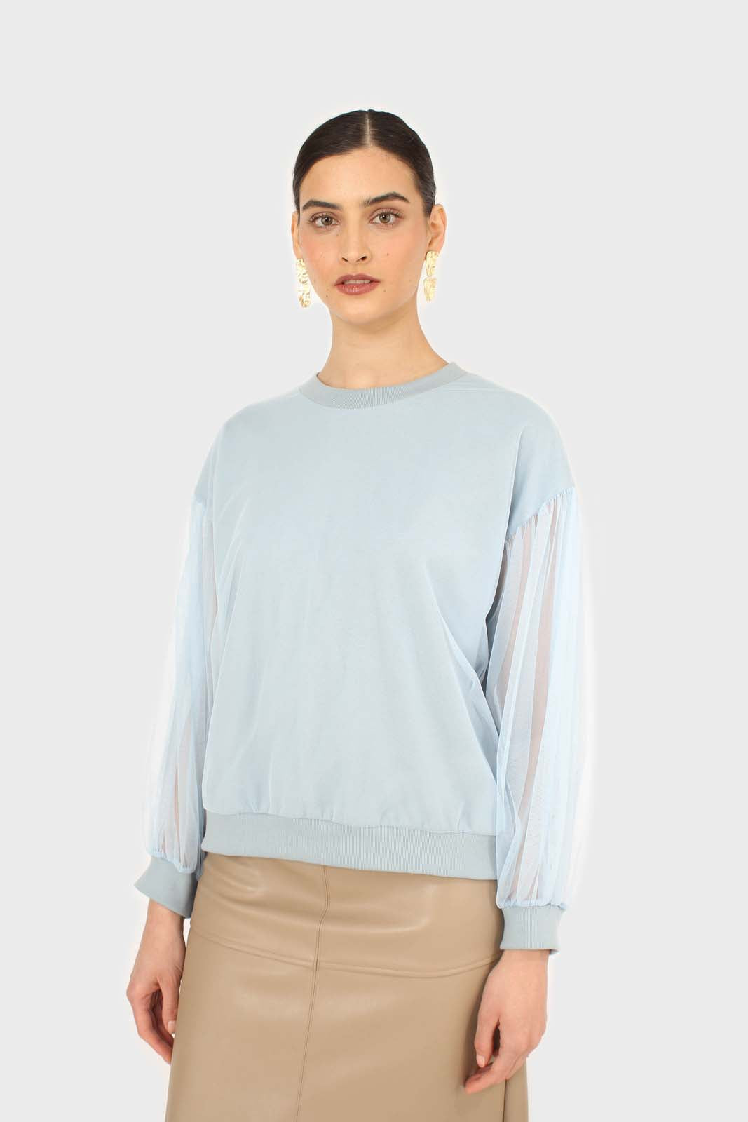 Blue sheer sleeve sweatshirt_1