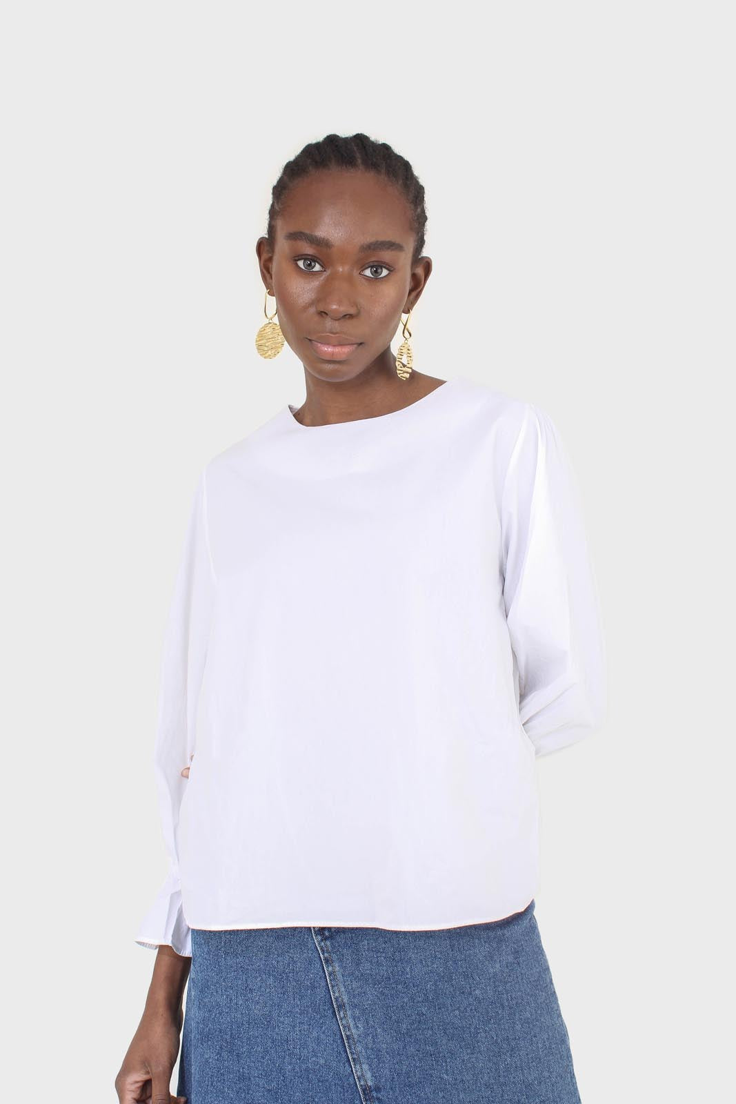 White cotton frill long sleeved top_9