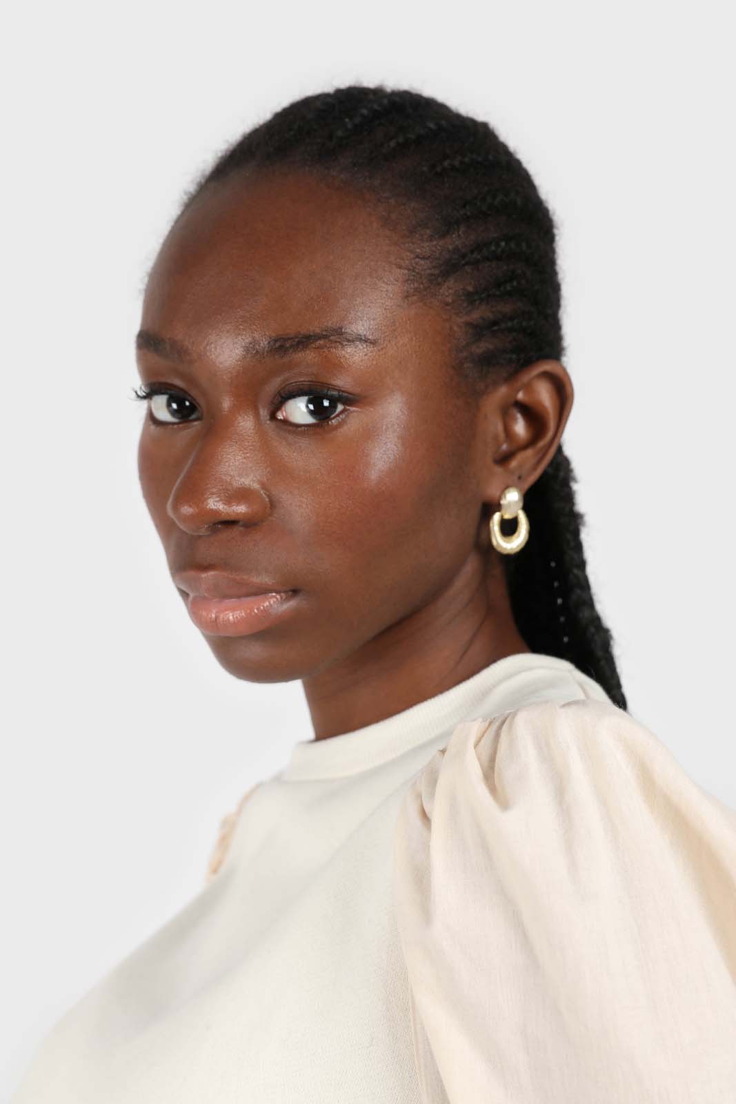 Cream balloon sleeve crop sweatshirt_7