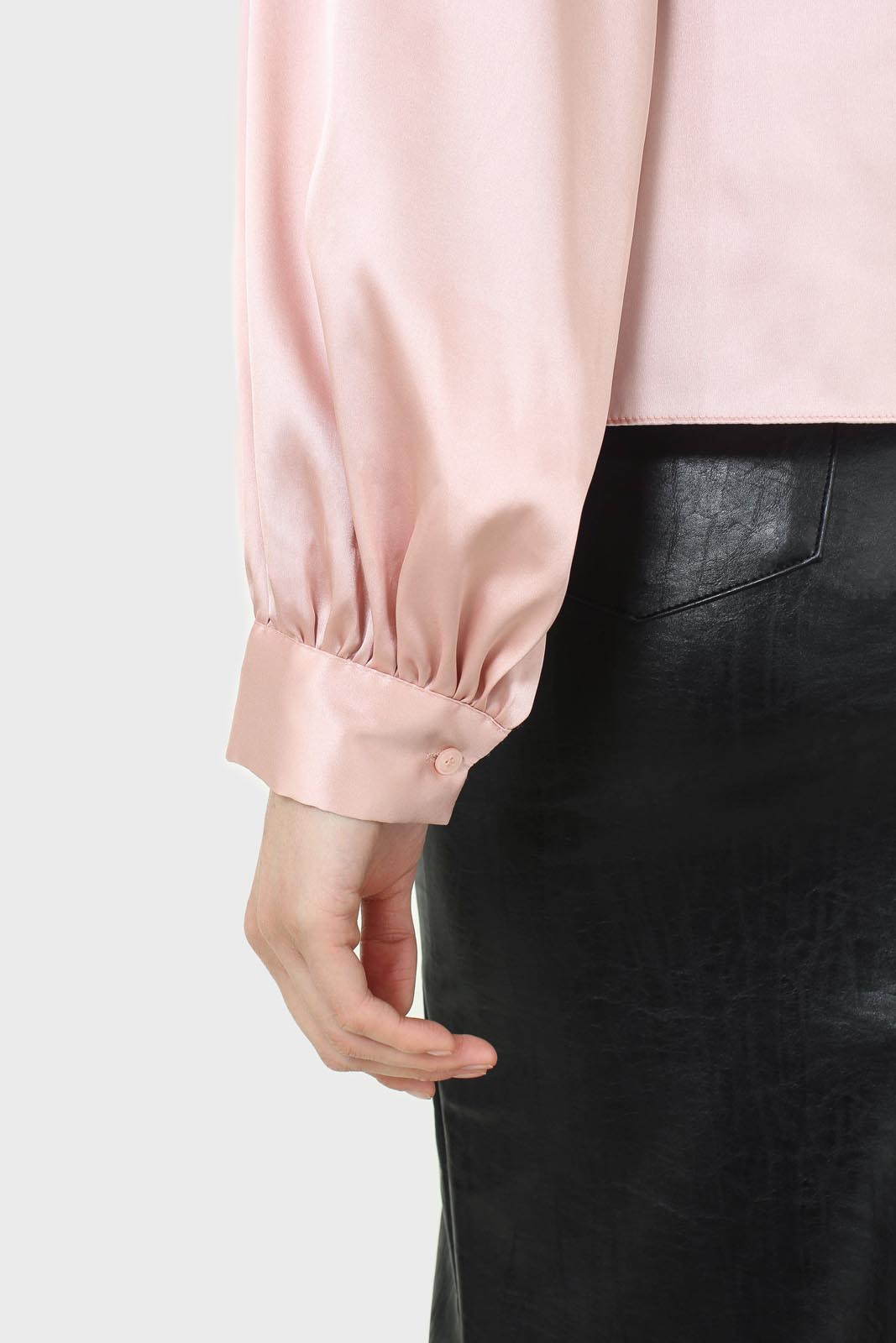 Pink silky balloon sleeve blouse_6