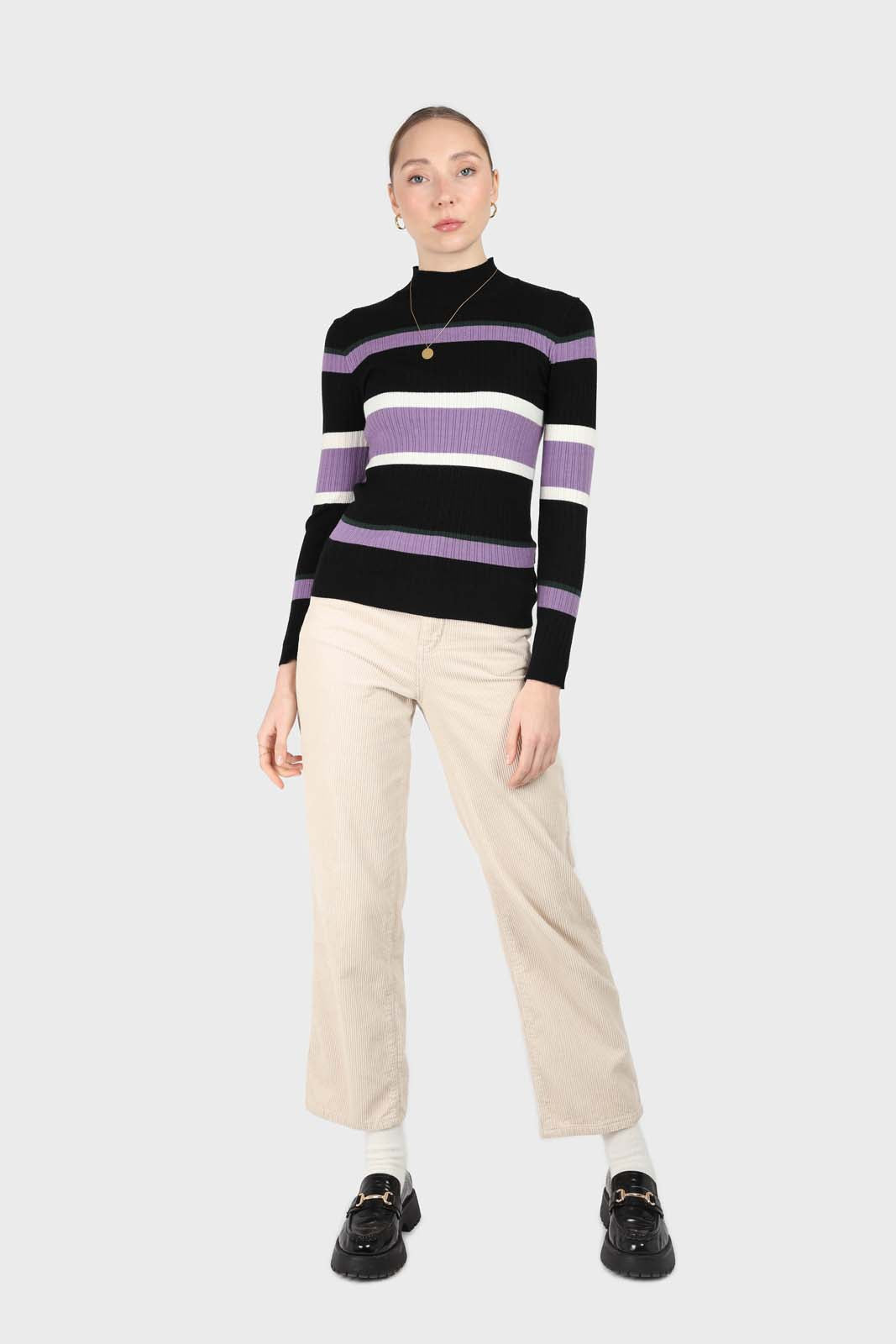 Black and lilac multi stripe long sleeve top_7
