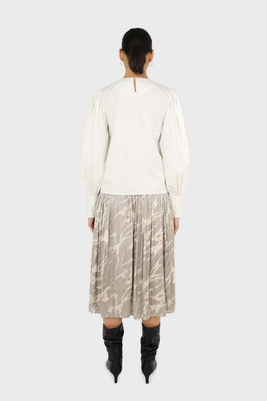 Ivory ruched chest panel long sleeved blouse_2