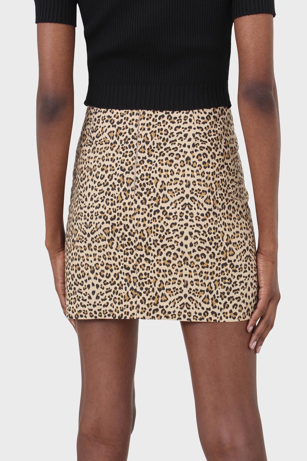 Beige leopard print mini skirt_3