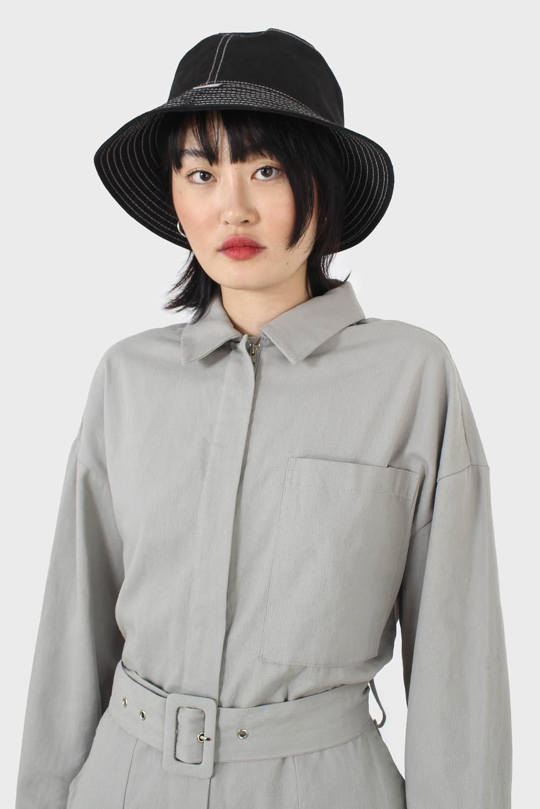 Grey patch pocket belted boilersuit_8