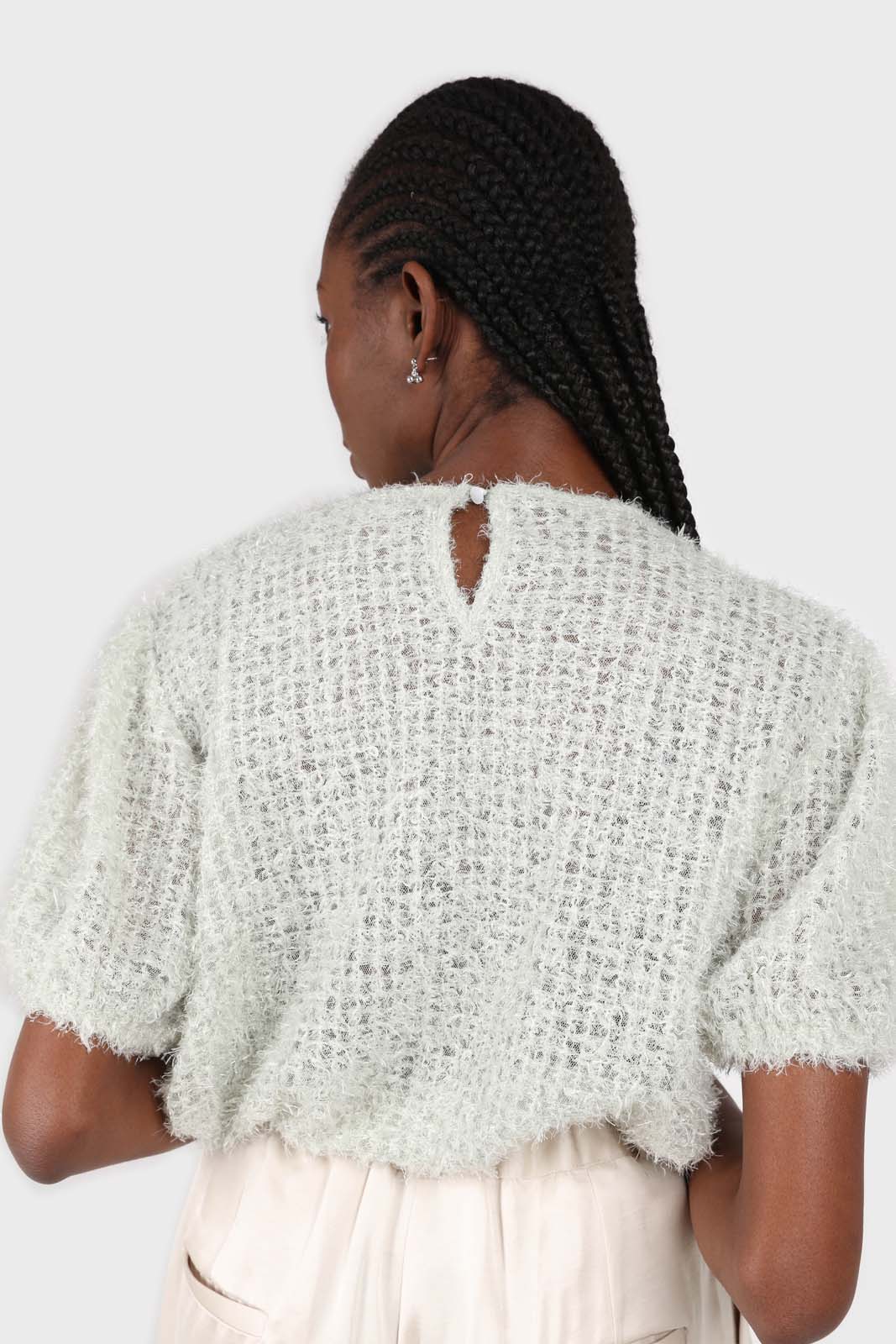 Mint green fuzzy short sleeved jumper_3