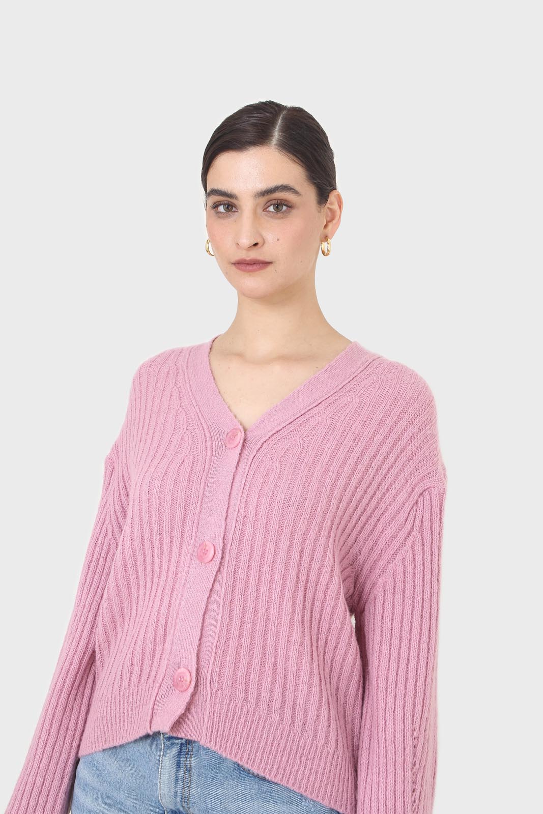 Pink ribbed alpaca blend cardigan_6