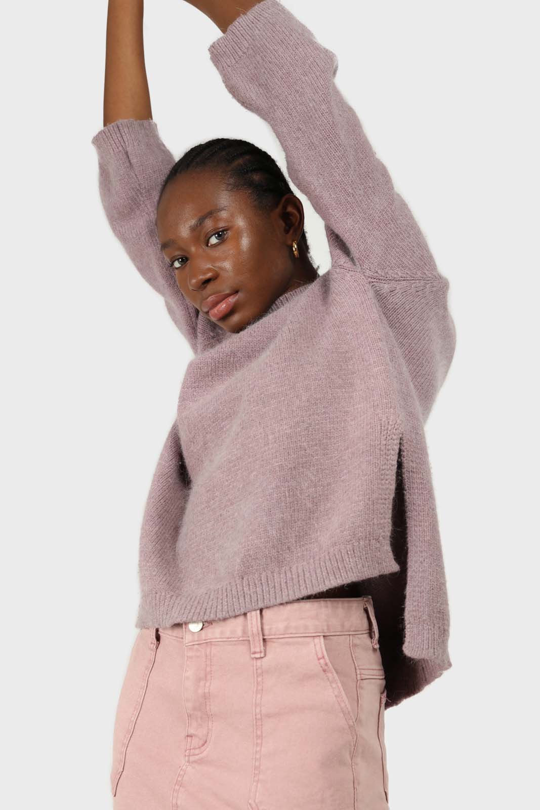 Lilac mock neck open back angora jumper_3