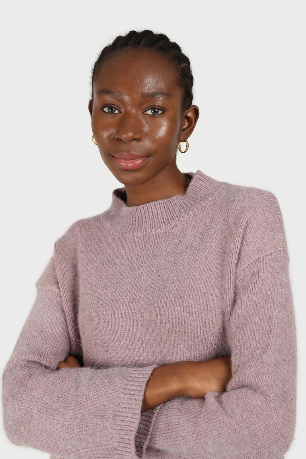 Lilac mock neck open back angora jumper_5