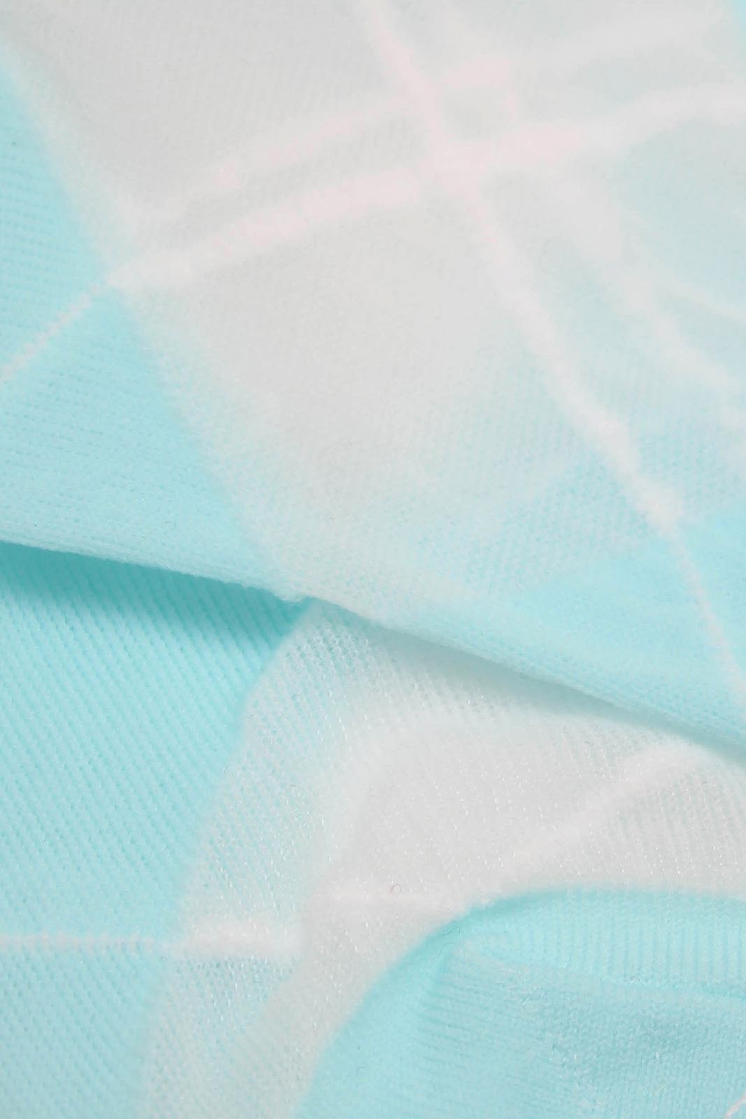 Turquoise and white argyle cotton socks_2