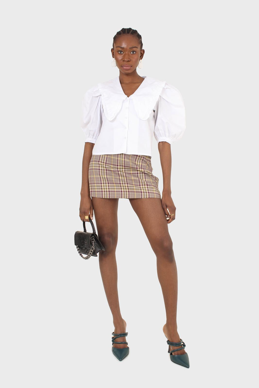 Purple and yellow checked mini skirt_1