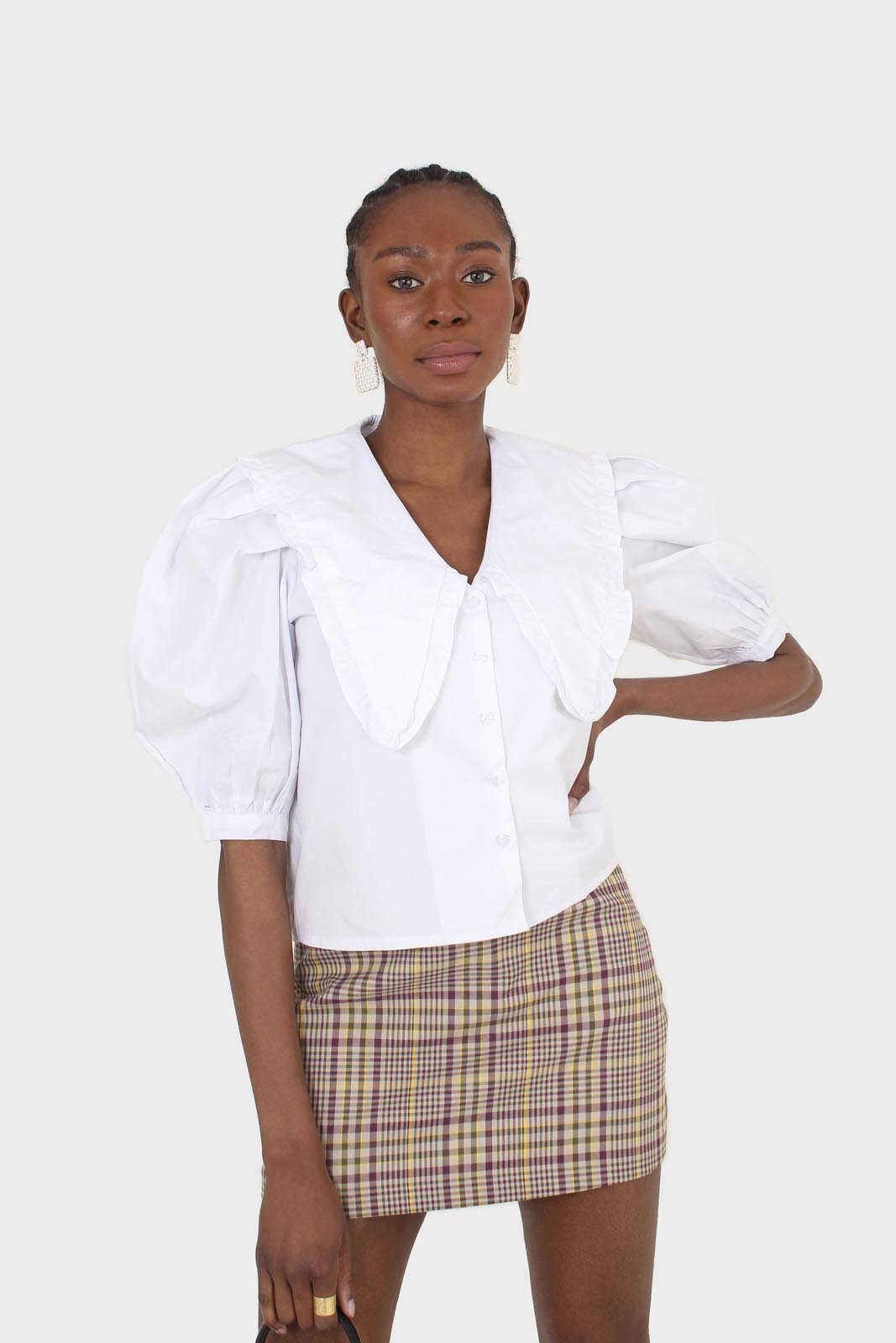 Purple and yellow checked mini skirt_6