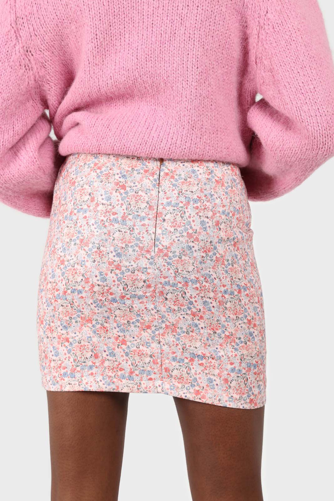 Pink ditsy floral print mini skirt_5