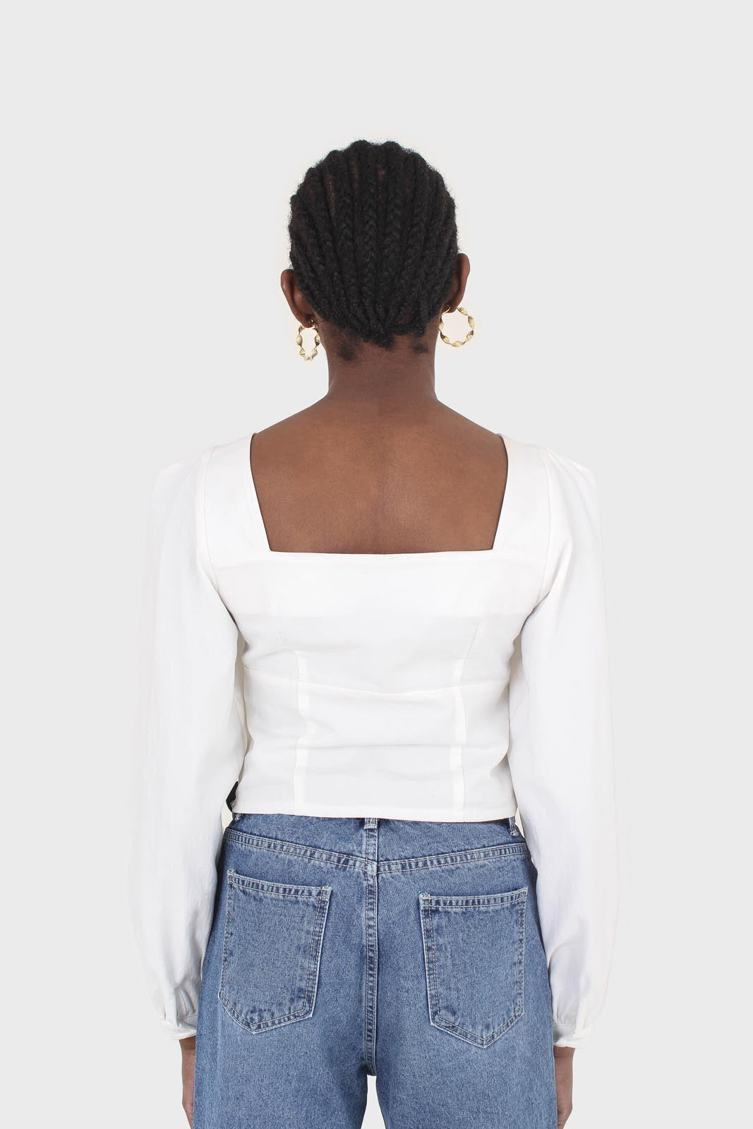 White corset long sleeved cropped top_2