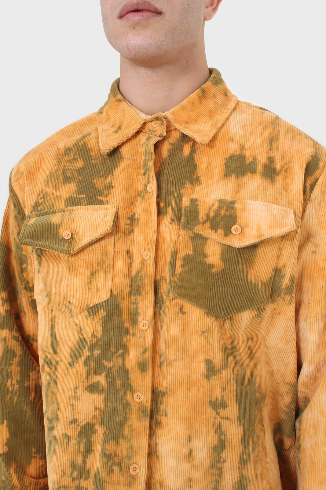 Orange and khaki tie dye tie waist shirt jacket_2