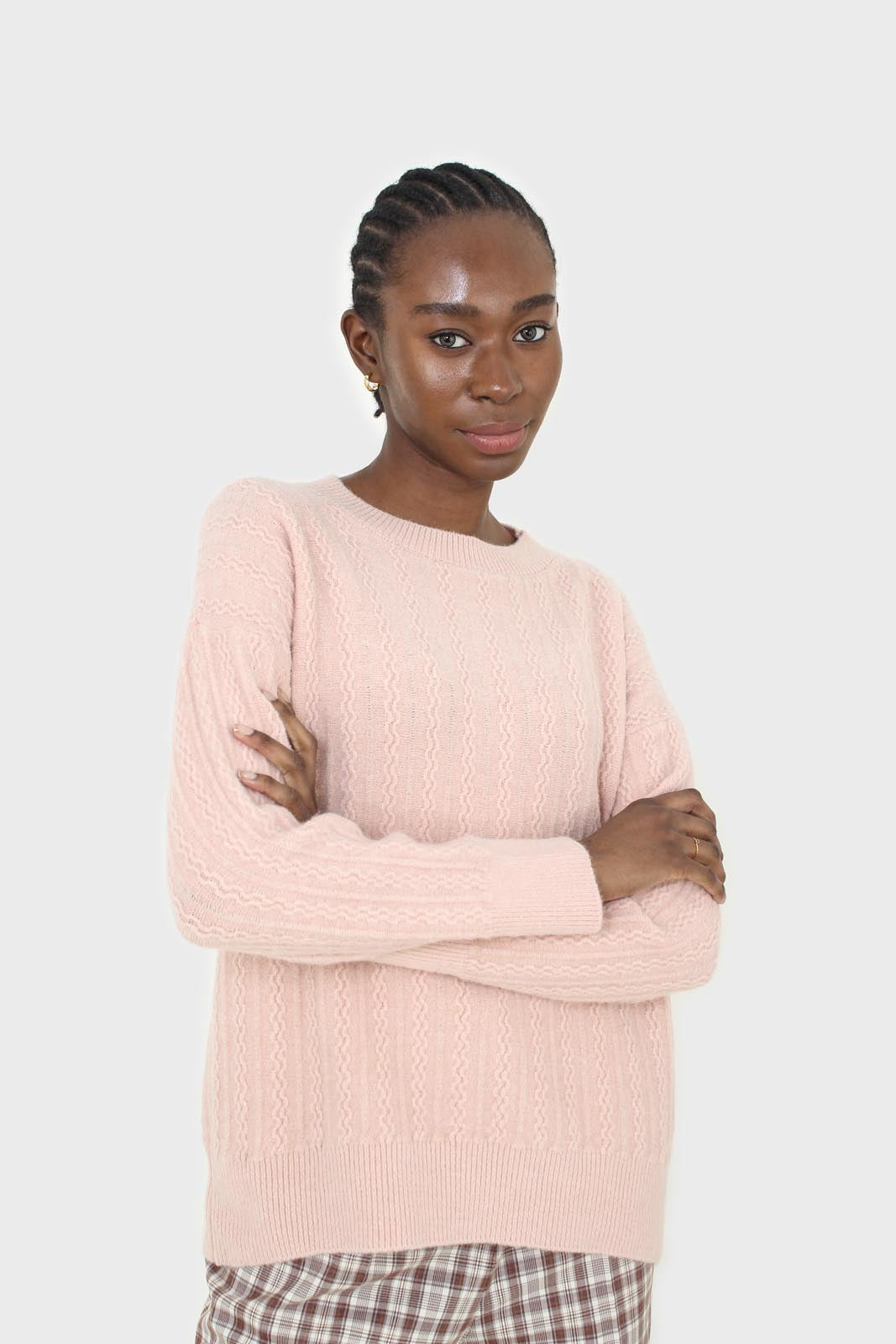 Pink patterned brush crew neck jumper_6