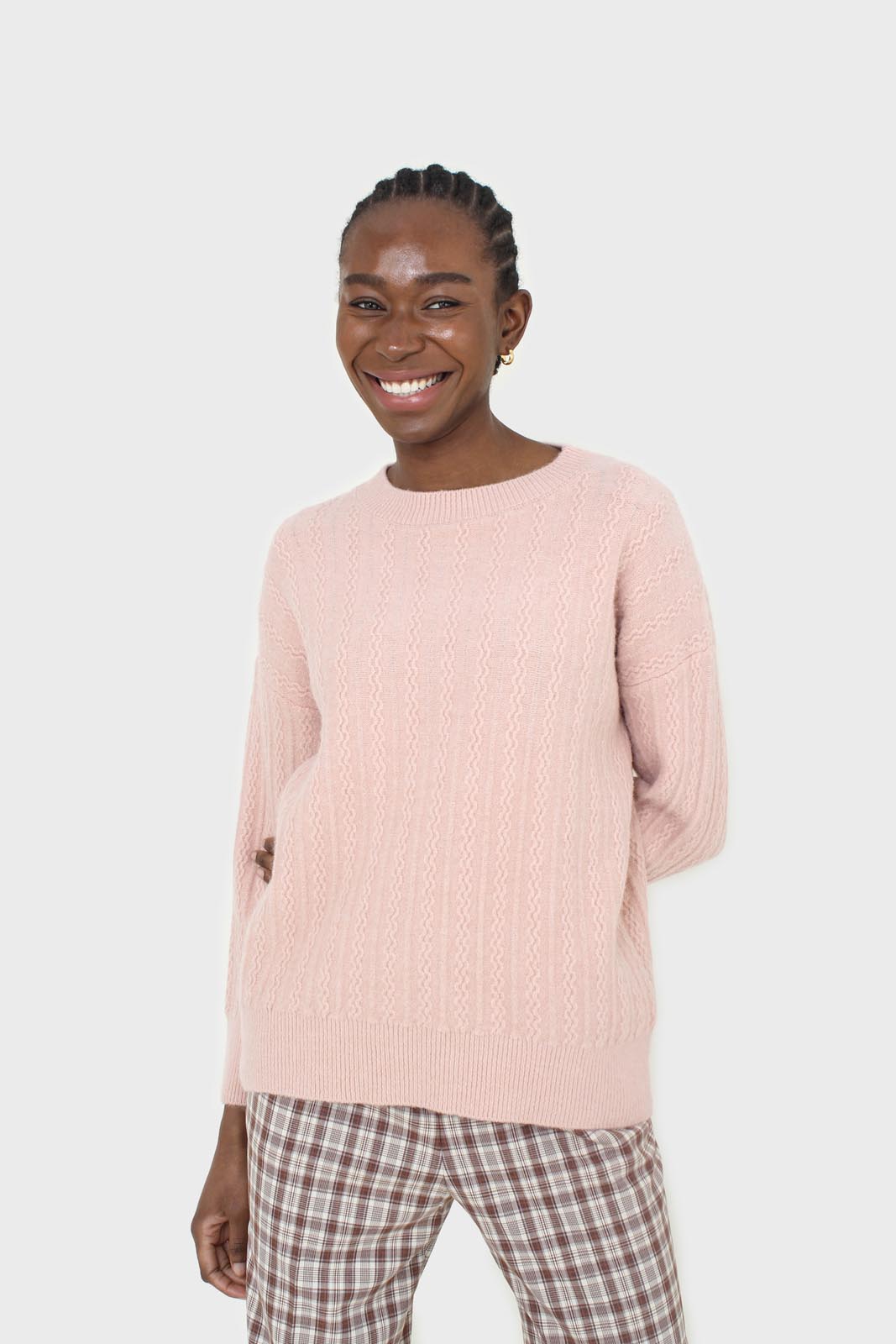 Pink patterned brush crew neck jumper_7