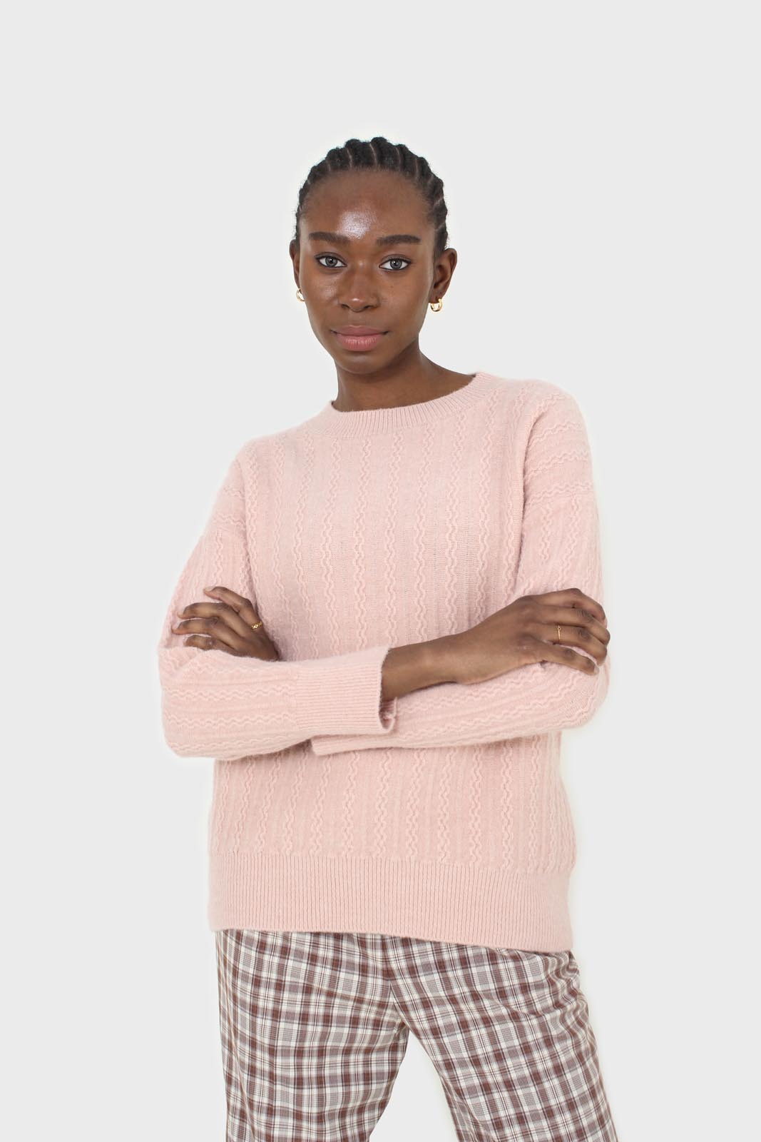 Pink patterned brush crew neck jumper_8