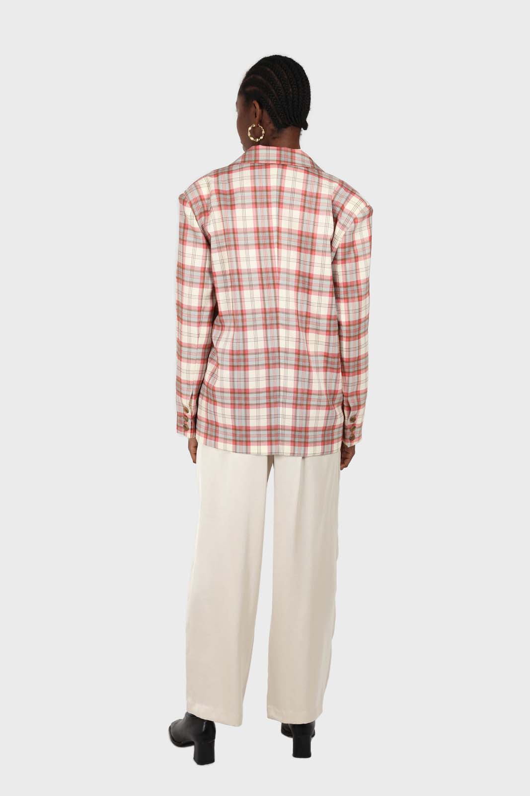 Bright pink grey and white checked blazer_4