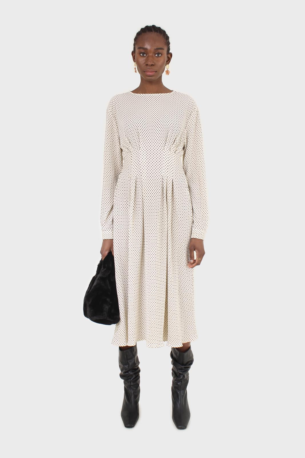Ivory and black polka dot ribbed maxi dress_3
