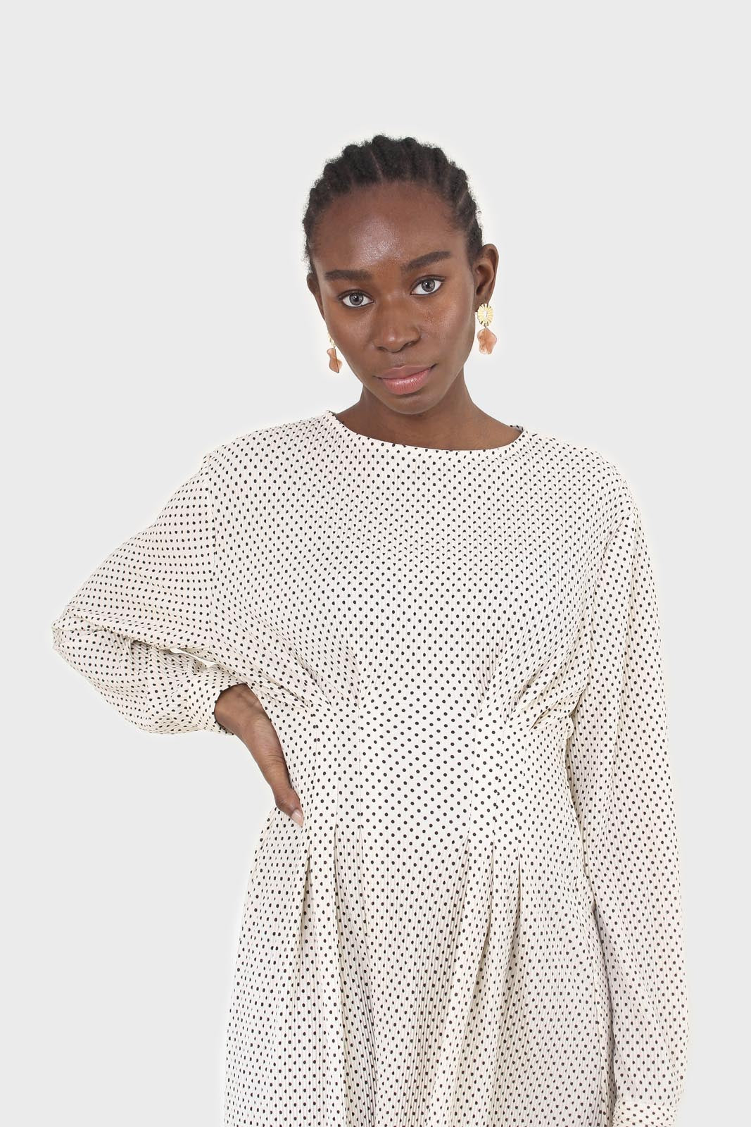 Ivory and black polka dot ribbed maxi dress_7