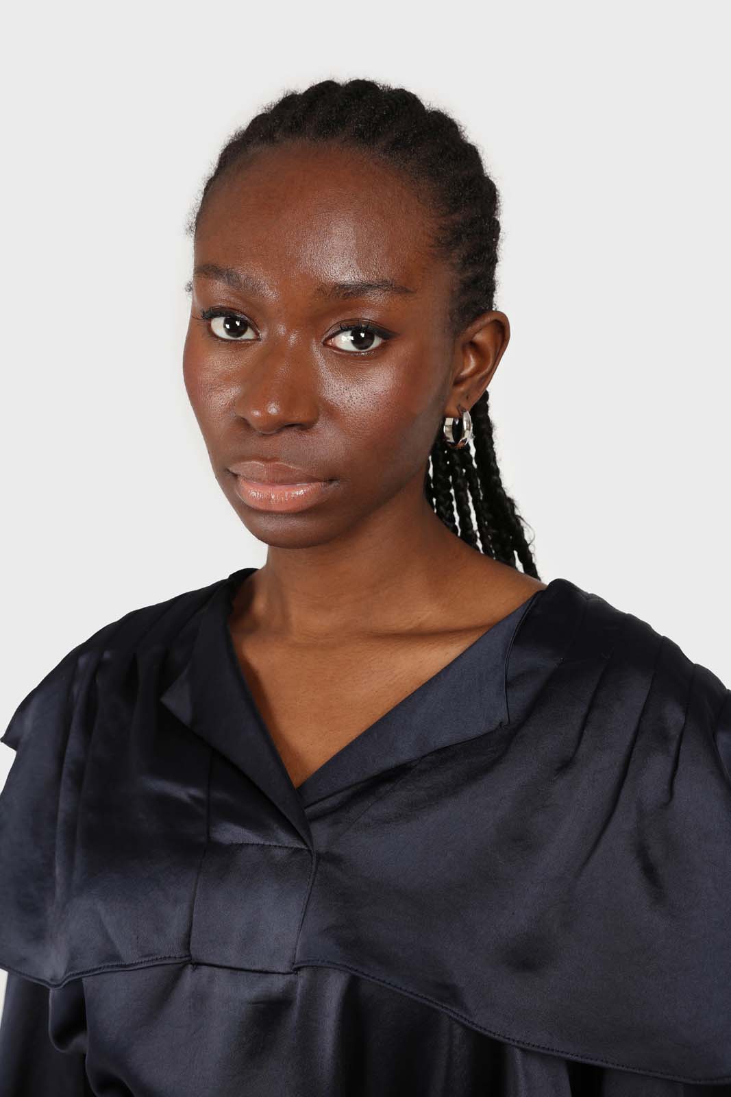 Navy silky wide collar maxi dress_7