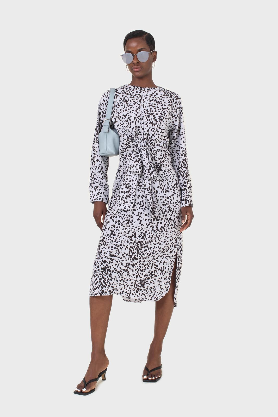 Light blue animal print cross over waist maxi dress_1