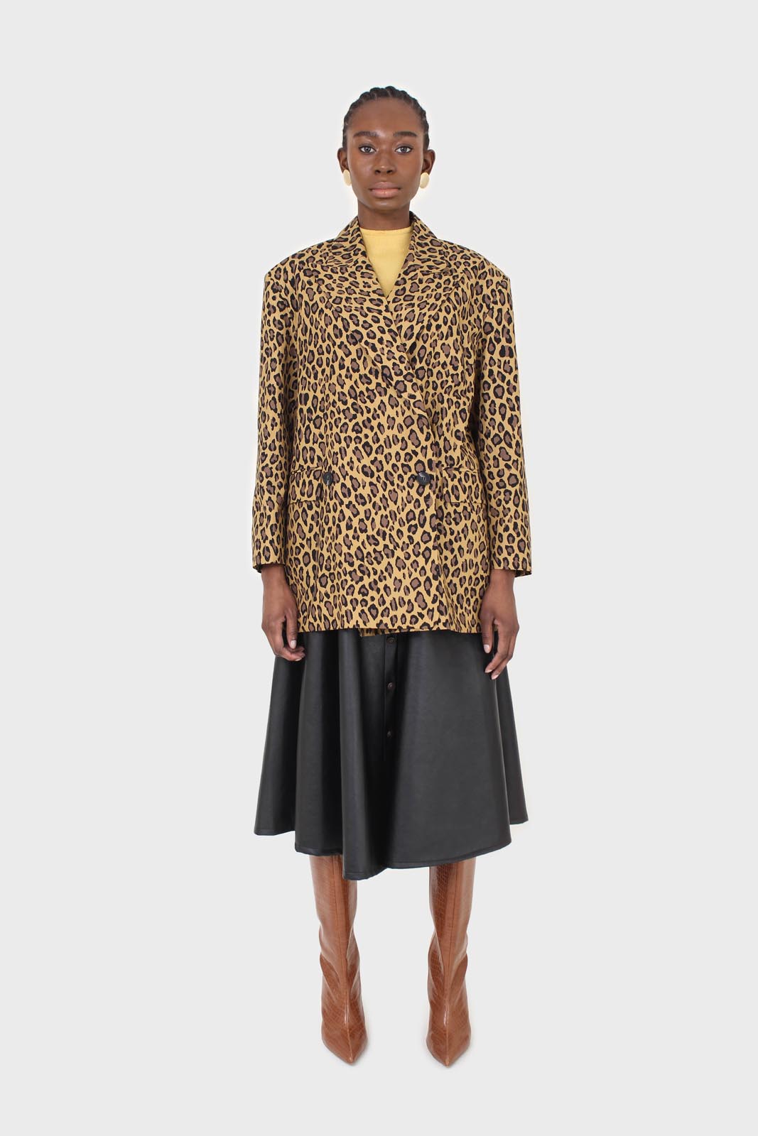 Mustard and brown leopard print blazer_5