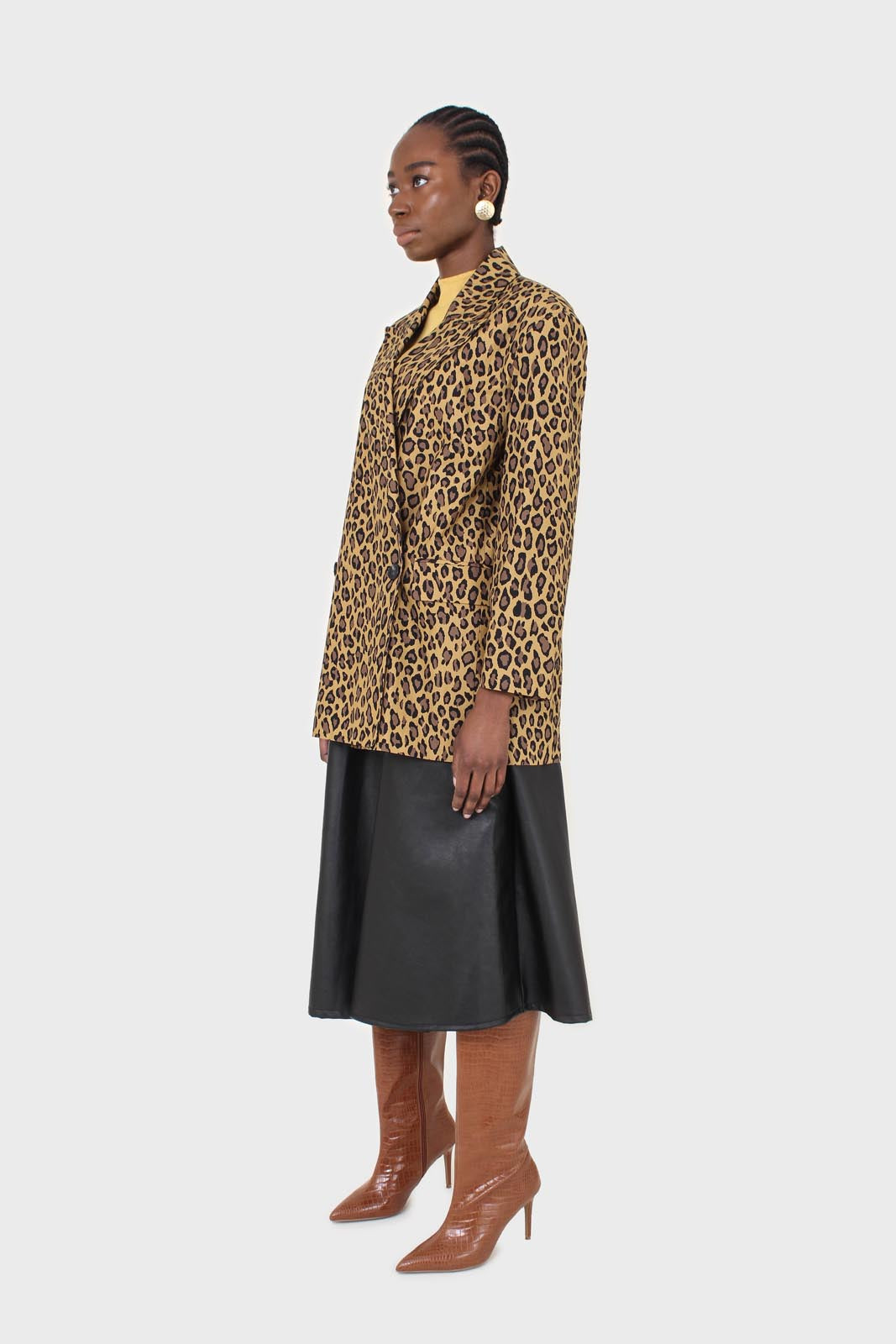 Mustard and brown leopard print blazer_6