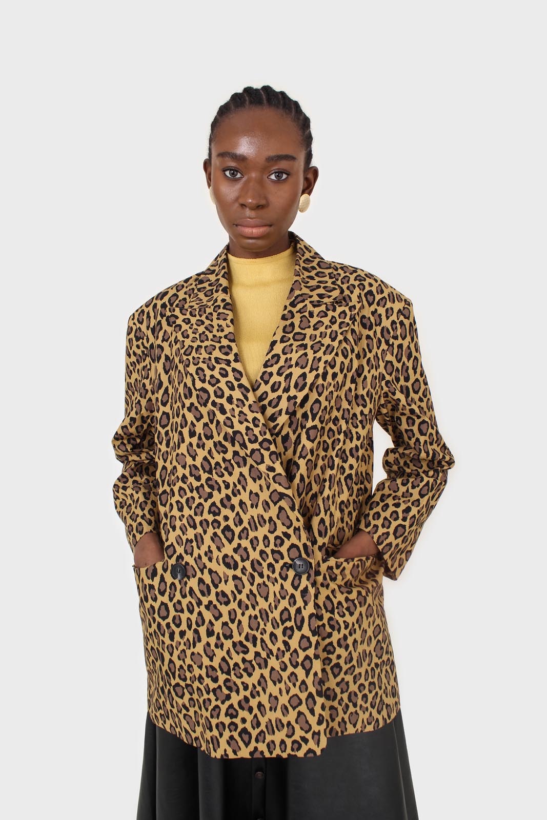 Mustard and brown leopard print blazer_8