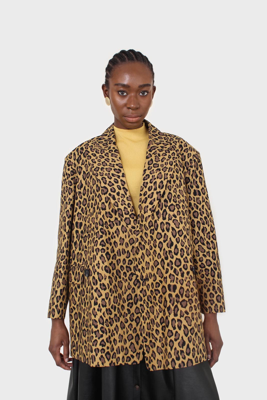 Mustard and brown leopard print blazer_11