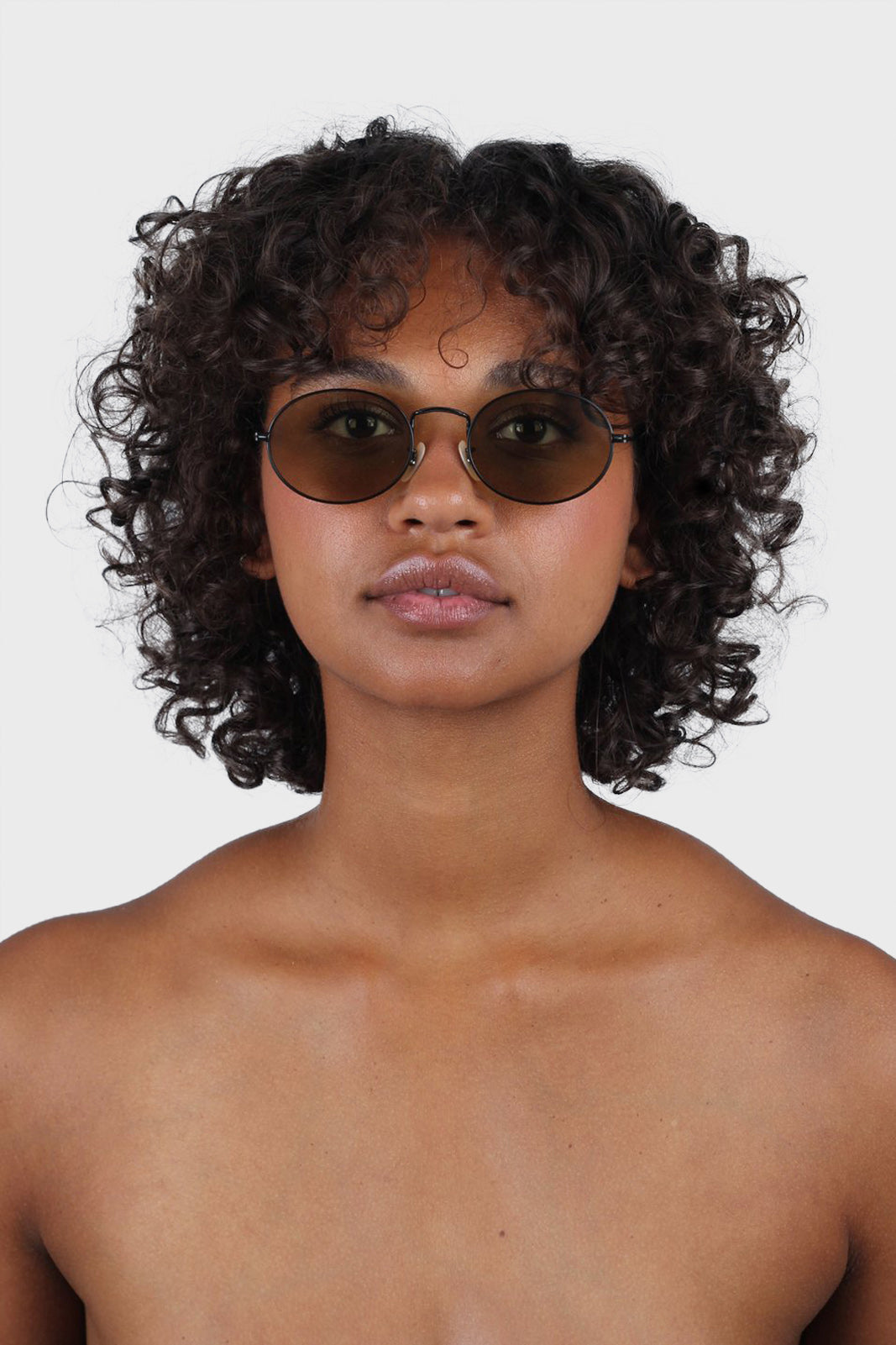 Smoked black frame small oval lens sunglasses_5