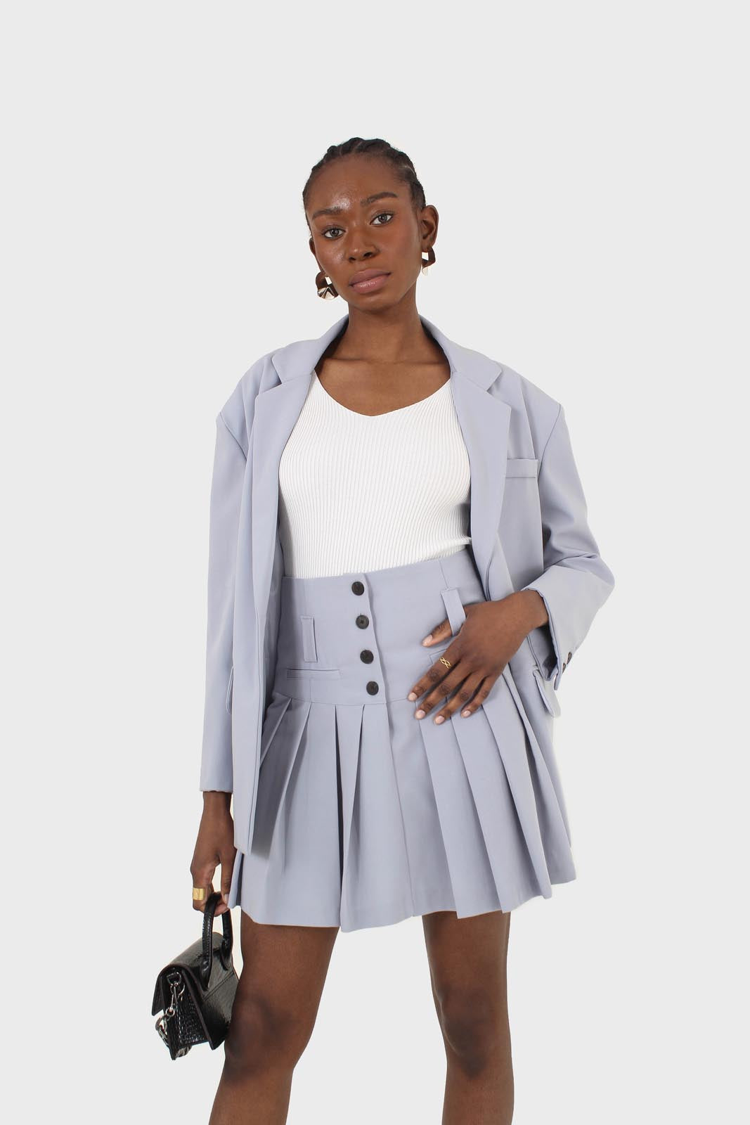 Powder blue contrast button oversized blazer_3